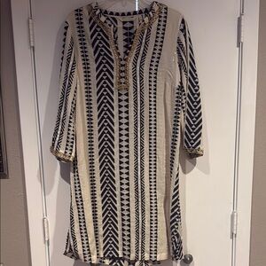 Soft Surroundings Black and Cream Geometric Dress